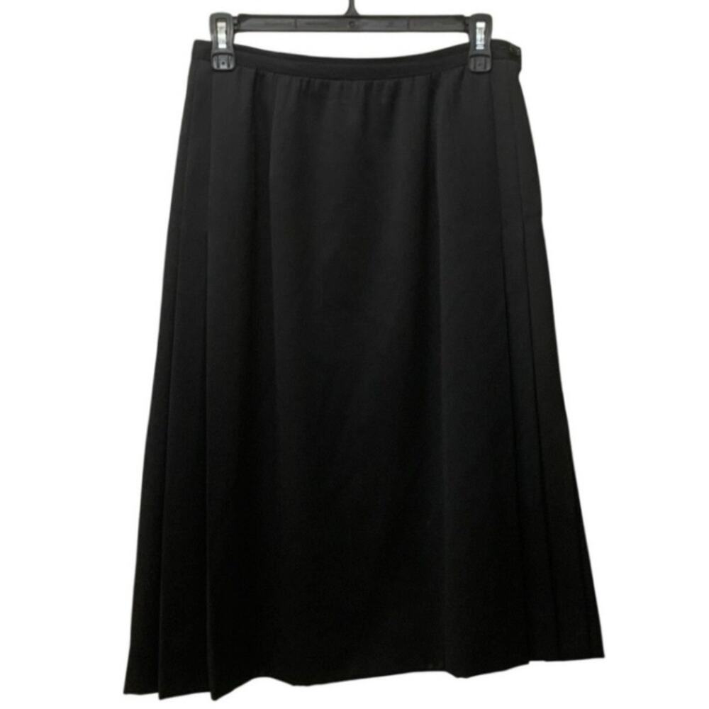 Vintage Valentino Miss V Black Wool A-Line Midi Skirt Made in Italy 27in Waist
